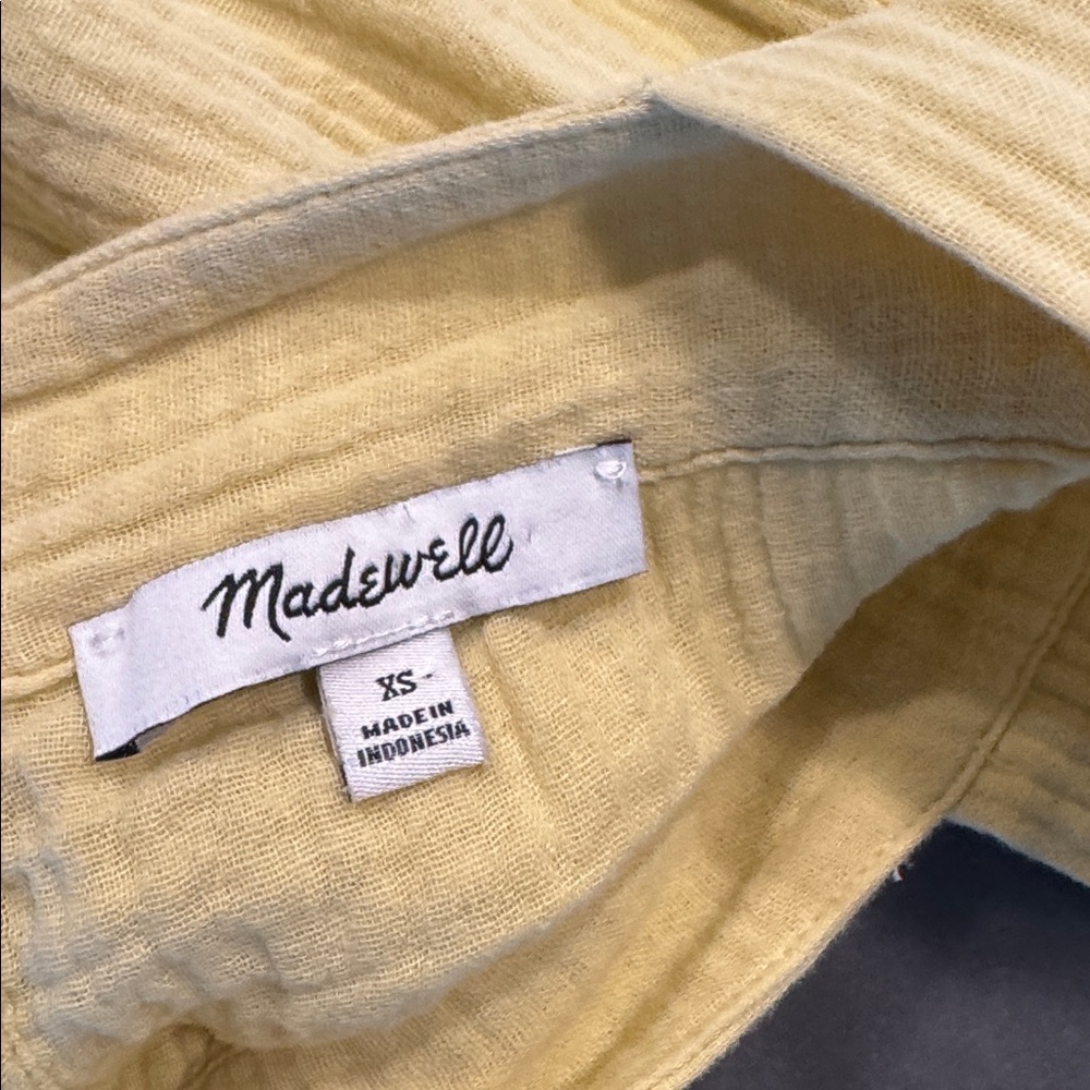 Madewell Pale Yellow Square-Neck Short Sleeve Top - Picture 3 of 4